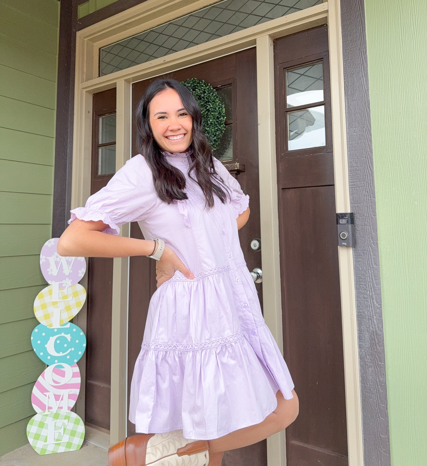 Lavender Puff Sleeve Dress