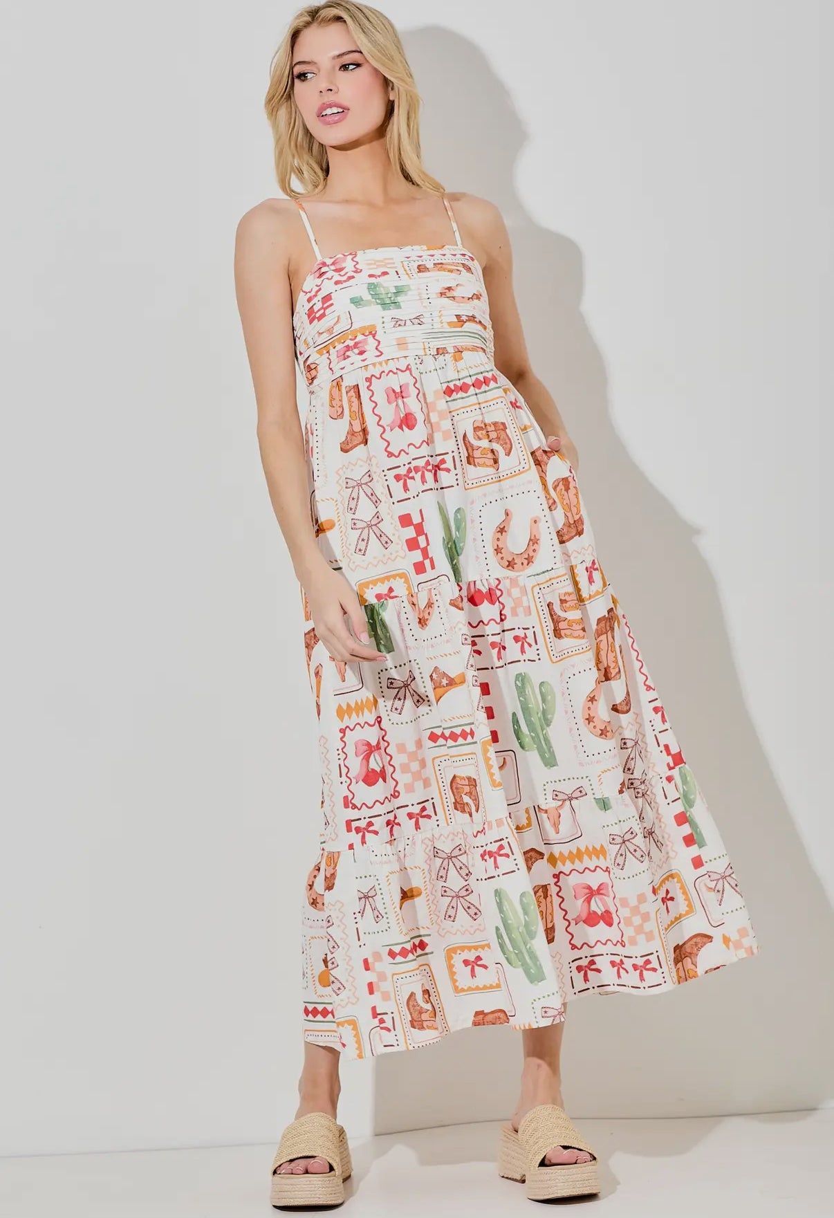 Western Print Maxi Dress