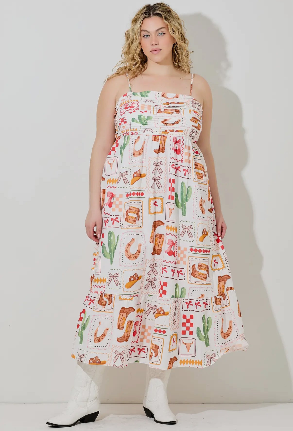 Western Print Maxi Dress