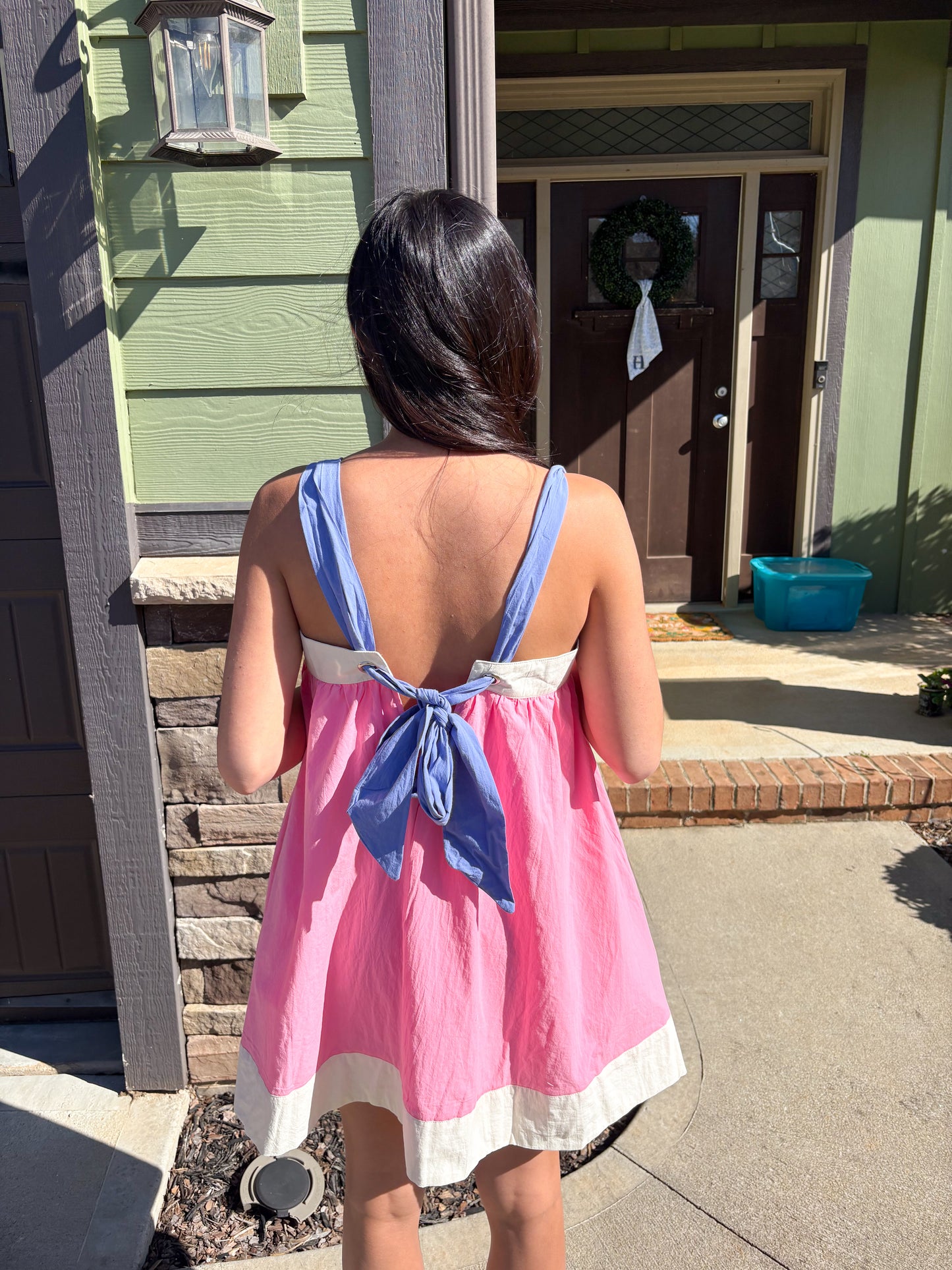 Pink Whipstitch Mini Dress