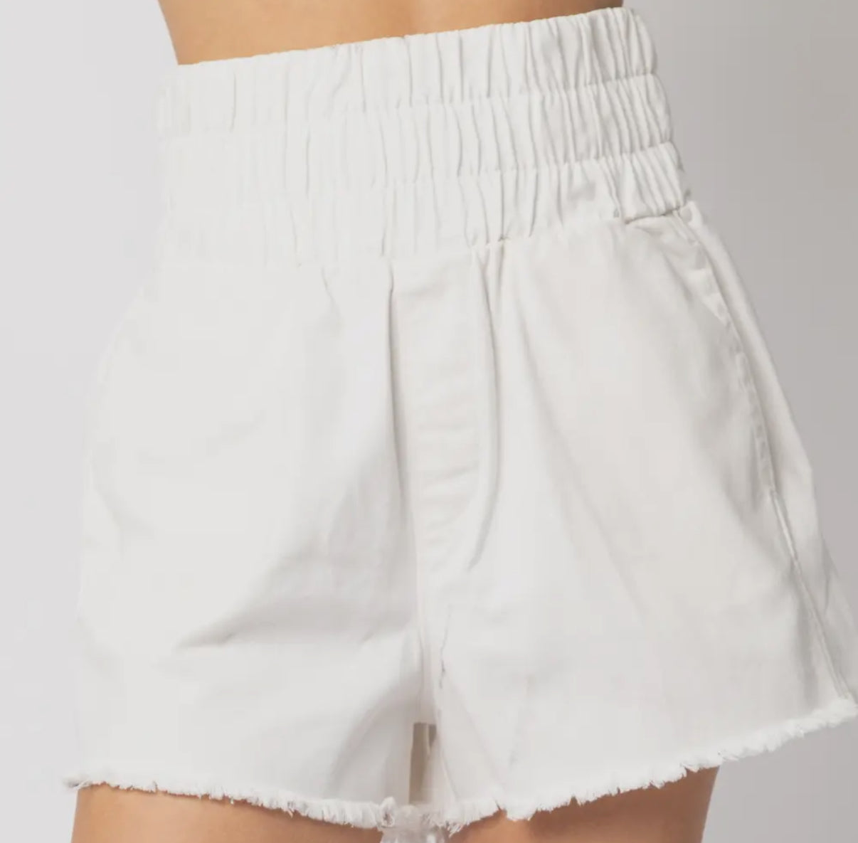 High Waist Washed Twill Shorts