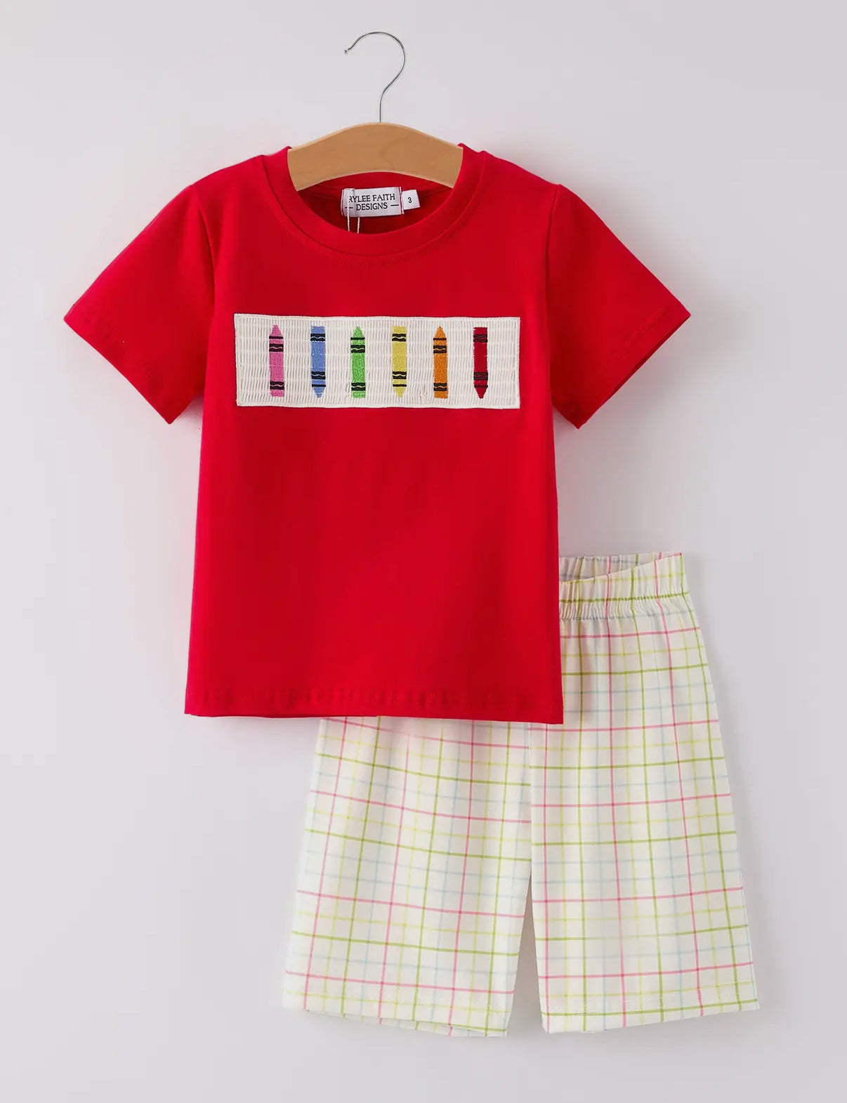 Boys Back to School Pencil Plaid Set
