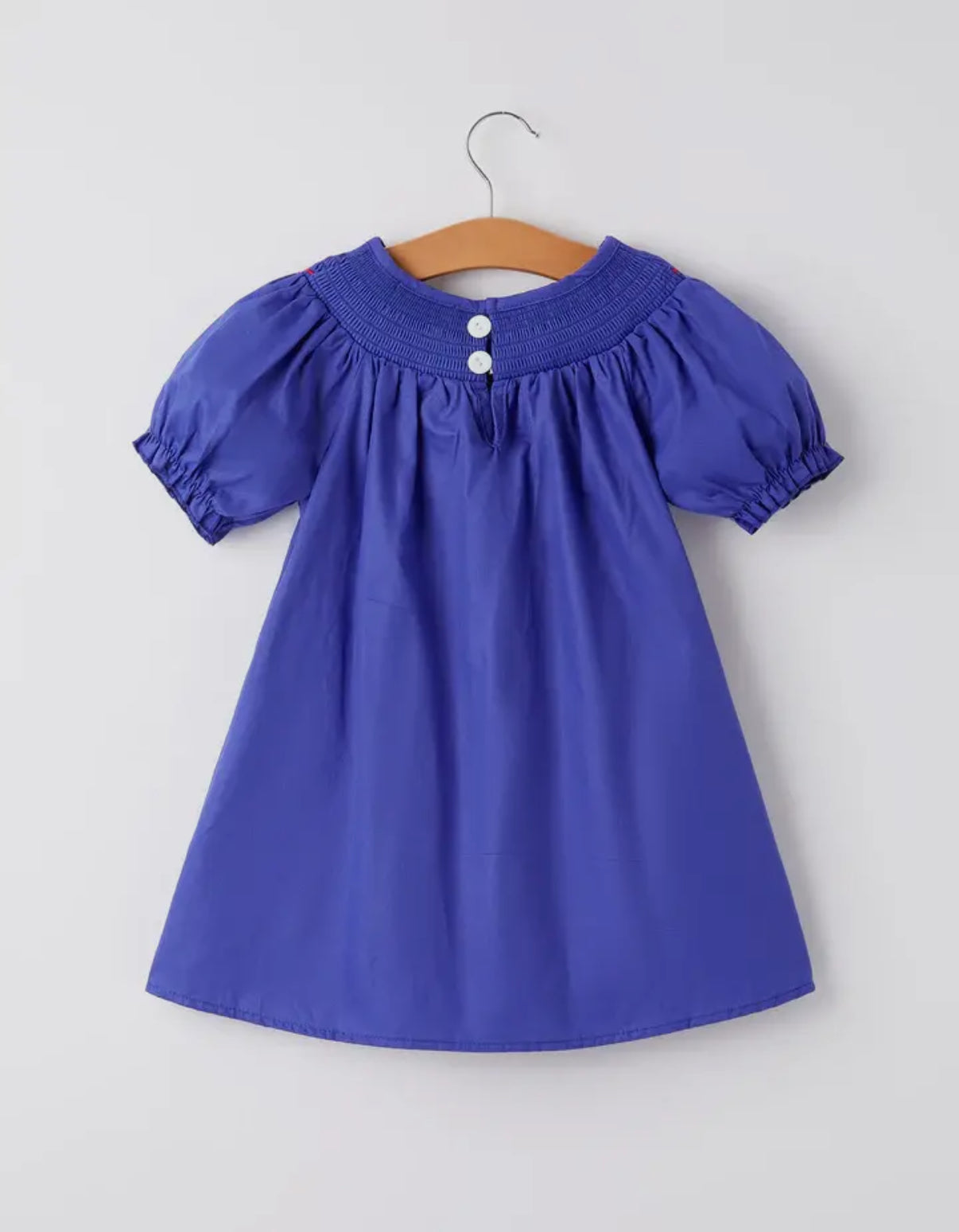 Blue Apple Embroidered Girls Dress