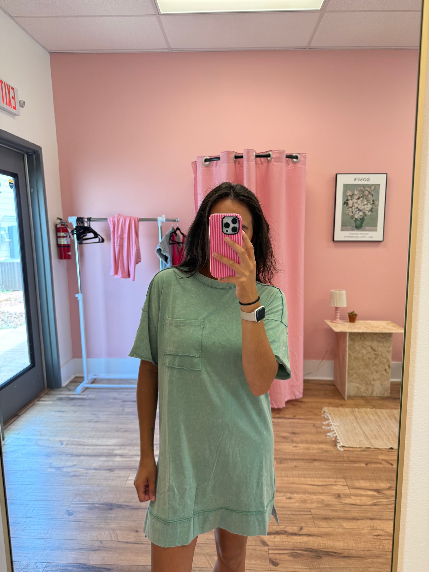 Mineral Washed Knit Oversized Mini Dress