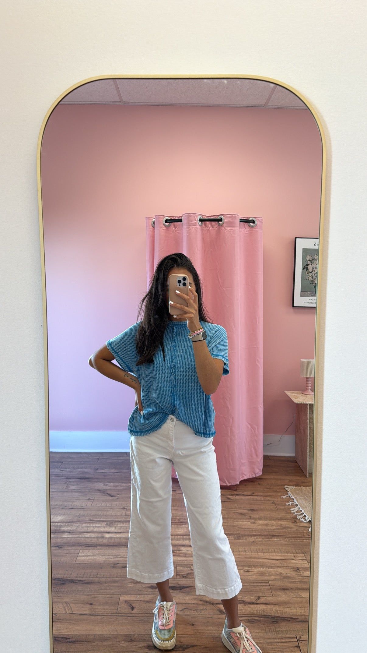 Zenana Washed Waffle Short Sleeve Top