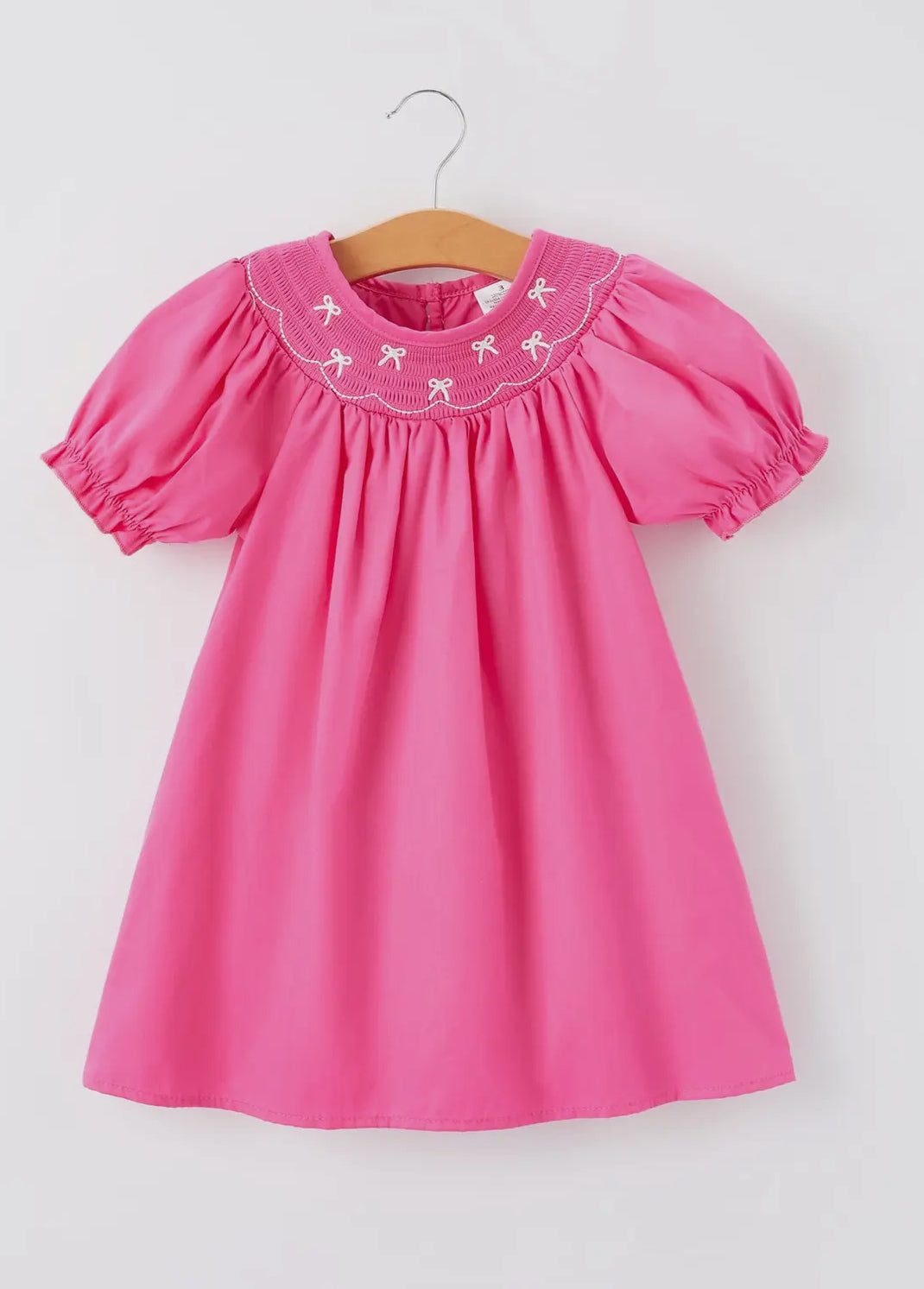Girls Bow Smocked Embroidery Dress