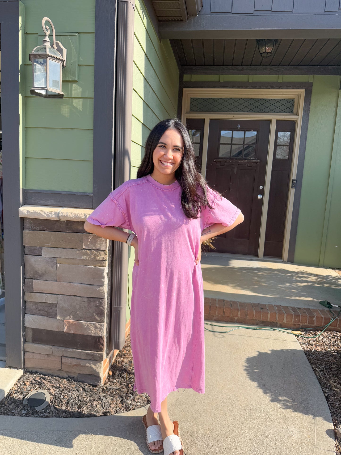 Washed Casual Midi Dress