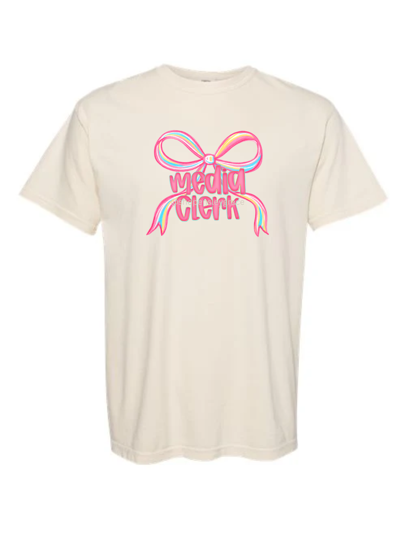 Media Clerk with Pink Bow