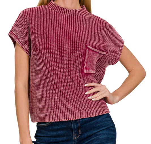 Mock Neck Cropped Sweater