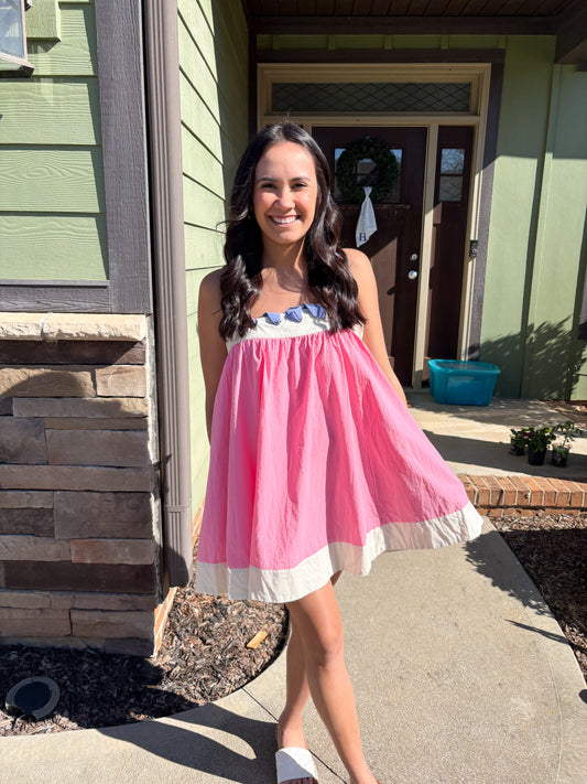 Pink Whipstitch Mini Dress