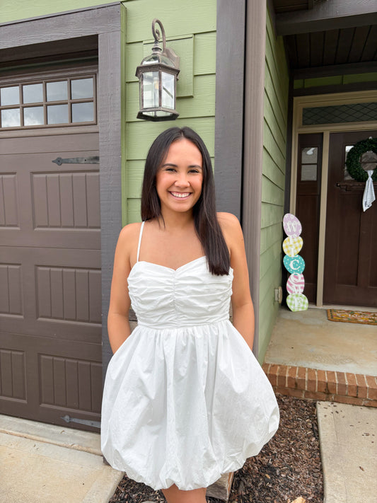 White Balloon Mini Dress