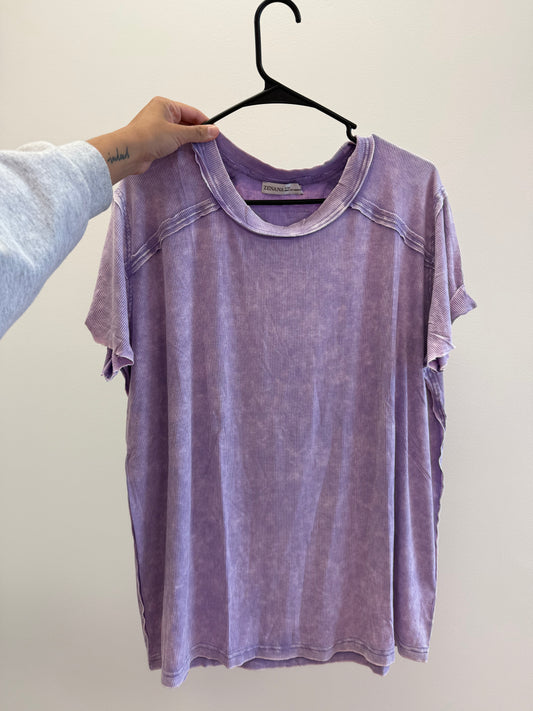 Zenana Washed Rib Short Sleeve Tee