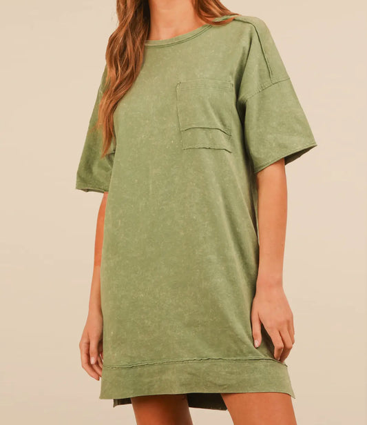 Mineral Washed Knit Oversized Mini Dress
