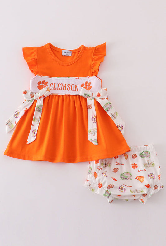 Clemson Embroidery Bloomer Set