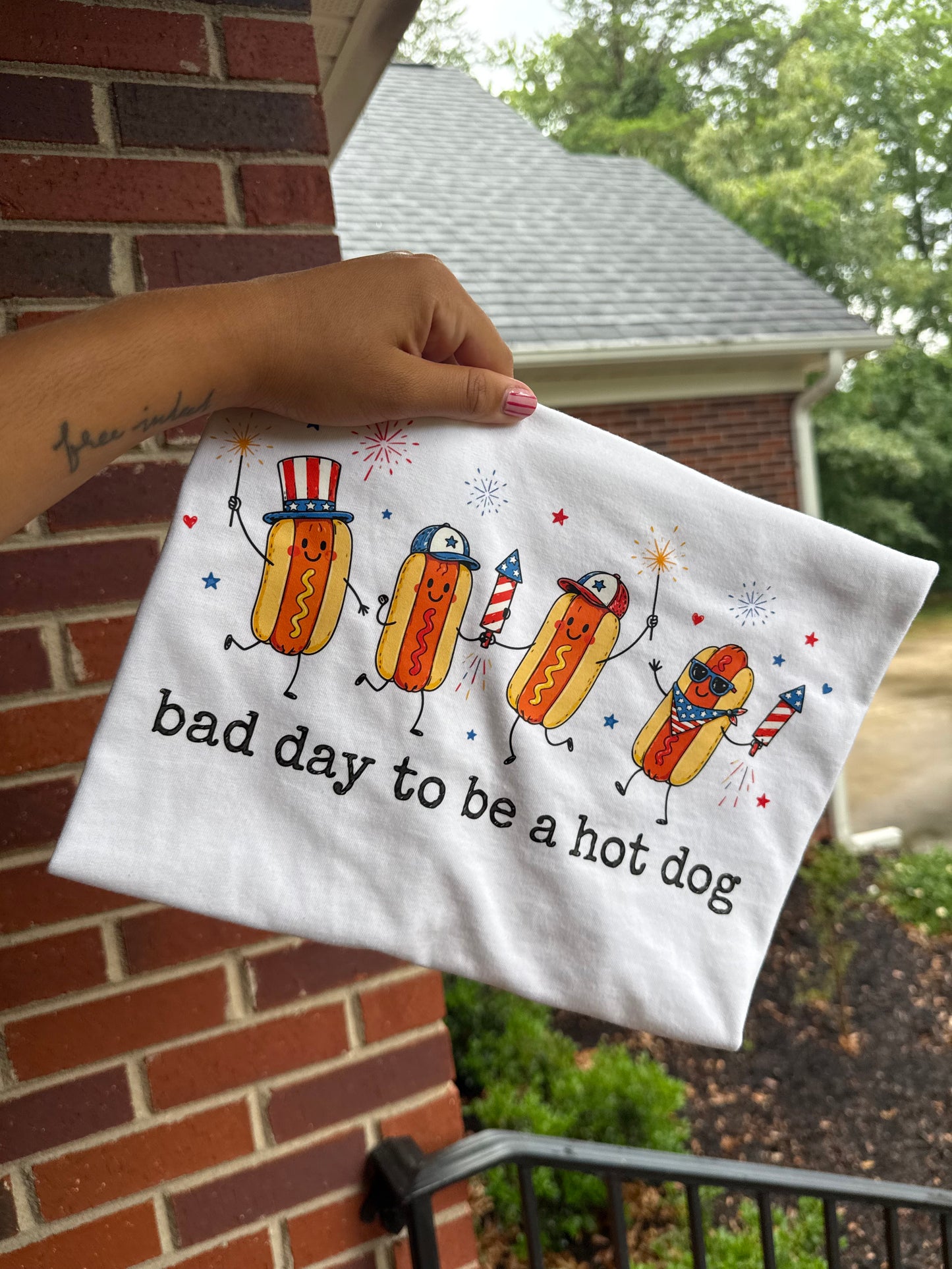 Bad Day to Be a Hot Dog doodle tee