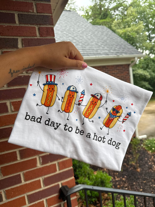 Bad Day to Be a Hot Dog doodle tee