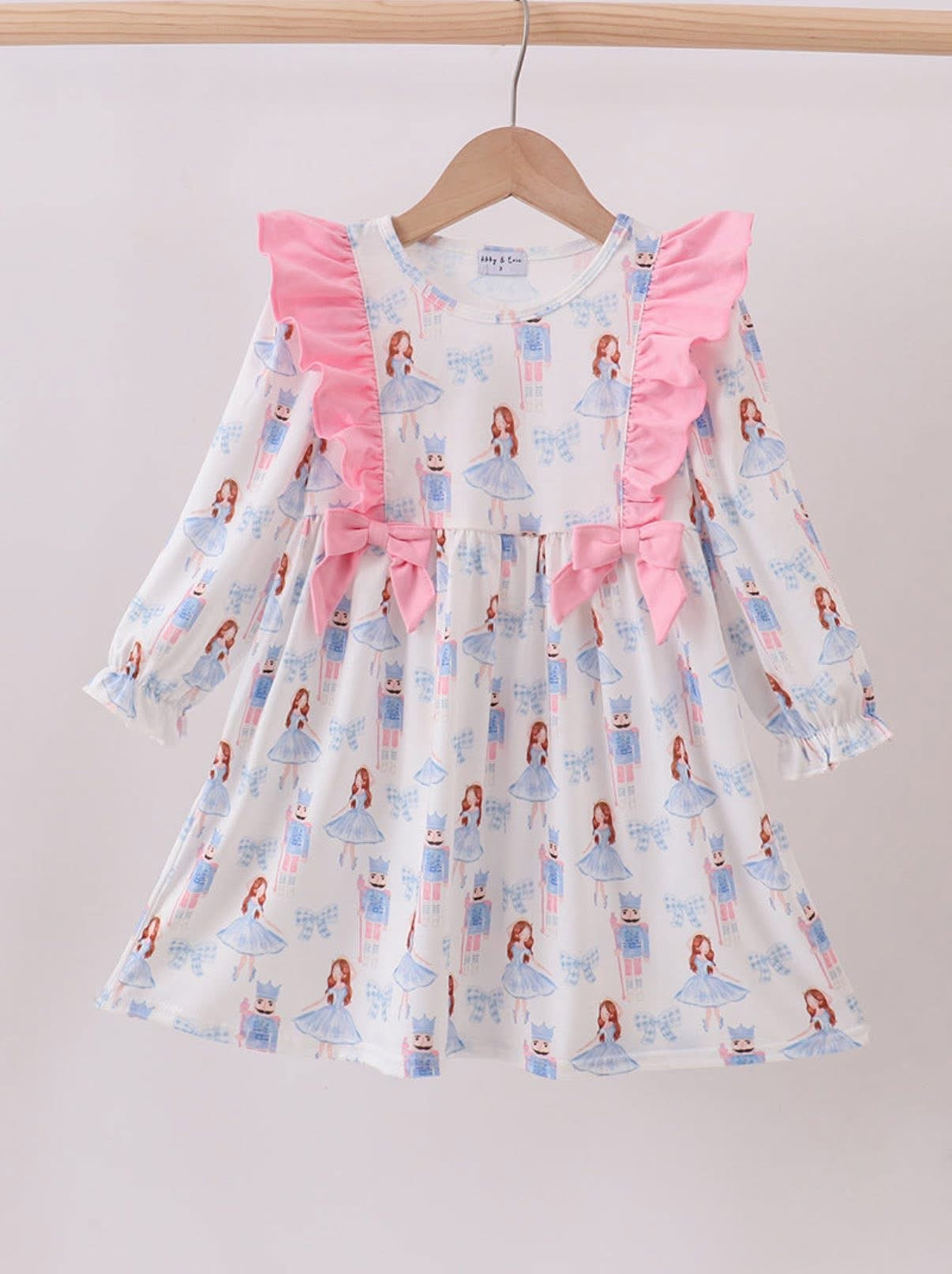 Pink Bow Nutcracker Ruffle Dress