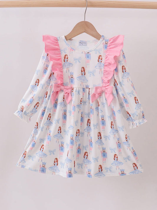 Pink Bow Nutcracker Ruffle Dress